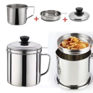 Saringan Minyak Goreng Stainless Steel Gelas Penyaring Teh Kopi Saring Santan Anti Karat 1Liter 1L
