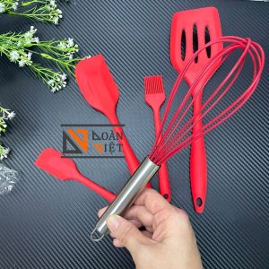 [Sắc Màu MỚI] Bộ 5 MÓN dụng cụ làm bánh ĐA NĂNG. Bộ Xẻng Sạn Cọ Vét Phơi Silicon Chịu Nhiệt Tốt CAO CẤP