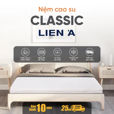 Nệm 100% cao su thiên nhiên Liên Á Classic - Độ bền cao thoáng khí tối ưucải thiện giấc ngủ - Bảo hành 10 năm