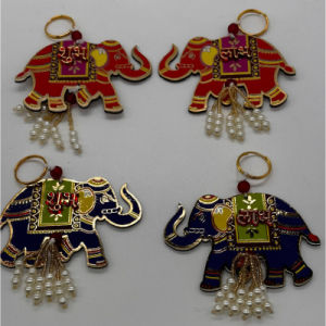Elephant Shubh Labh Wall Hanging for Decoration | Set of 2 | Beautiful Elephant Design with Attachable Hooks | Ideal for Diwali & Festive Decor