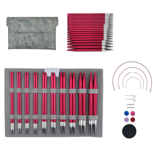 ชุดเข็มถักเข็มถักแบบวงกลมเข็มถักสั้นกลมขนาด3-8มม. เครื่องมือถักเข็มกลมเปลี่ยนได้