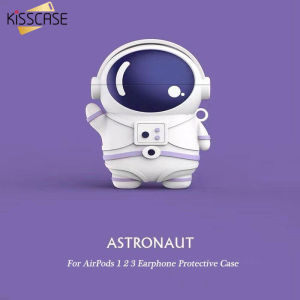 KISSCASE For Apple AirPods Case 3D Cartoon Astronaut Spaceman Case For AirPods 1 2 Pro2 Pro 3 Case With Hook Soft Silicone BullDog Wireless Bluetooth Earphone Cover