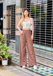 กางเกงขายาว กางเกงขายาวผ้าลิลิน ประเป๋าใส่ได้2ข้าง กางเกงแฟชั่นสไตล์เกาหลี เนื้อผ้าดี ทรงสวย ใส่สบาย K9181