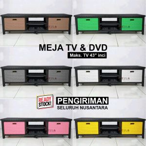 Rak Lemari Rotan Sintetis 5 Laci Bufet Buffet Meja TV 43 inci Ruang Tamu Serbaguna Minimalis Terbaru