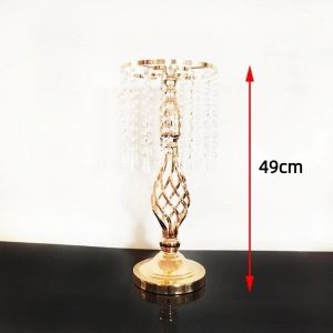 ALLUCK Crystal Candle Holder Golden Flower Vase Retro Lead Road Candlestick Wedding Centerpiece
