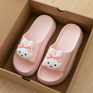 [Free Shipping] Cartoon Rabbit Thick-Soled Outdoor Flip-Flops Womens High-Heeled Casual Sandals Ladies Beach Shoes Home Slippers for Women