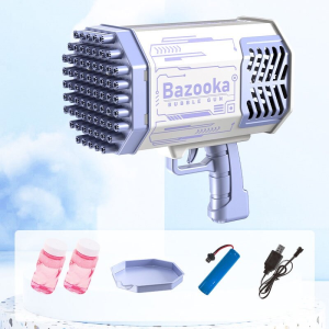 【Cozyi】ปืนเป่าฟอง เครื่อง เป่าฟอง เป่าฟอง Bubble Gun Gatling เครื่องทำ ปืนยิงบับเบิ้ลลาย ฟองสบู่ 69 รู มีไฟ ชาร์จ usb
