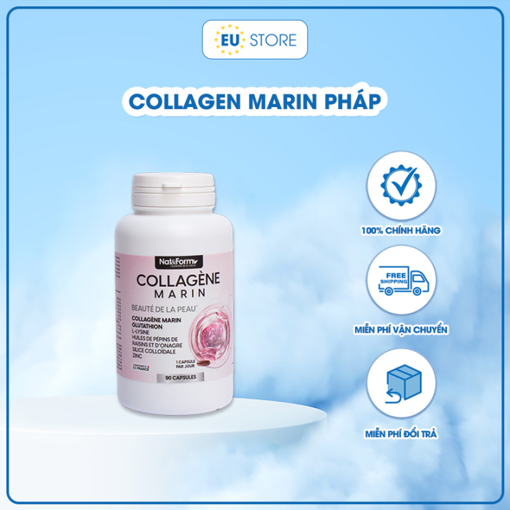 [Date 04/2026] Collagen Marin Pháp Nat&Form - Viên uống Collagen Glutathione trắng da, chống lão hóa chiết xuất da cá biển sâu