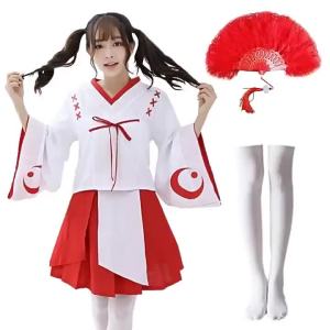 New Japanese anime-style kimono a modernized version of the traditional kimono featuring a kikyo (Japanese bellflower) design for women cosplay Clothing set
