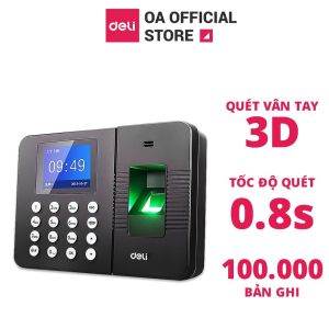 Máy Chấm Công Quét Vân Tay Deli Chính Hãng Mẫu Mới - Màn Hình 2.4 Inch Cổng Kết Nối USB - Nhiều Ngôn Ngữ - E3960