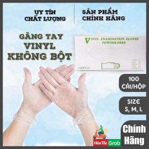 [Size S] Găng Tay VINYL KHÔNG BỘT Làm Bằng Nhựa Dẻo PVC SIZE: (SML) Dùng Trong Thực Phẩm Vệ Sinh (VINYL EXAMINATION GLOVES POWDER-FREE) - 100 CHIẾC/HỘP