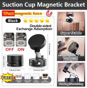 【SG Dliver】New Powerful Vacuum Adsorption Car Phone Holder Double-Sided Suction Cup Magnetic Mobile Phone Holder 360° Rotation Foldable Navigation Holder