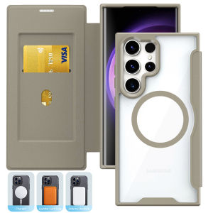 ปลอกสำหรับ Samsung Galaxy S23 S24 S25อัลตร้าพลัส5G ใสดูหรูหราเคสโทรศัพท์ TPU ฐาน TPU ผิวนอกเคสโทรศัพท์ไอโฟนแบบหนังแม่เหล็กแบบฝาปิดสำหรับ Galaxy S25 + S24 + S23 + S23FE