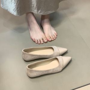Free Shipping New Pointed-Toe Versatile Flats A Niche Fashion Trend Featuring A Slightly Elevated Sole And Chunky Heel Perfect For Spring