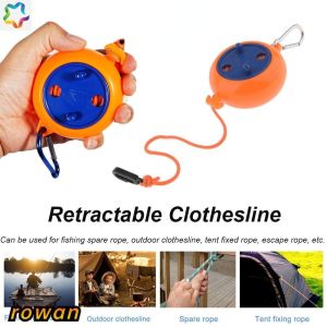 ROW 8Meter Space Saving Clothes Line Indoor Outdoor Laundry Drying Rack Retractable Clothesline Portable Rope Elastic Adjustable Durable Camping Travel Supplies