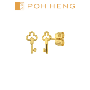 Poh Heng Jewellery 22K Little Key Earrings in Yellow Gold[Price By Weight]