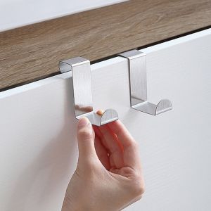 6Pcs Z-shaped Stainless Steel Door Rear Hook Creative Seamless Nail Free Hook Mini Hanger Organizer