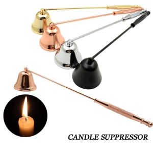 DNFIWN3 Long Handle Bell Shape Candle Extinguisher Extinguish Putting Accessories Candle Wicks Horn Cover Candle Damper Heat-proof Stainless Steel Candle Accessories Home