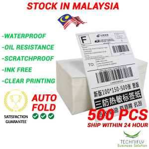 Thermal Sticker Stack Fanfold 100*150mm A6 500PCS Consignment Note Barcode (4inch x 6inch) 热敏贴纸 Airway Bill Sticker Thermal Sticker Stack Fanfold 100*150mm A6 500PCS Consignment nota Barcode (4 inci x 6 inci)