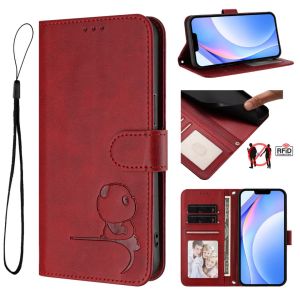 Cute Cartoon Animal Embossed Flip Wallet Phone Case for iphone 18 pro max 17 air 16 15 14 13 PU Leather Multi Card Slots Kickstand Cover With Magnetic Buckle Shockproof Protective Casing For Girls
