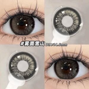 Fashion Glasses（6 Months）Colored Eyes with Power（1 Pair）naturally Enlarge Your Eyes Hot Sale Big Eyes Special for Gray  幼态感黑桃香槟爆款Fashion glasses 新款半年抛学生glasses眼镜大小直径女