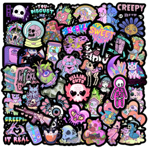 YF 50pcs Gothic Sticker Purple DIY Halloween Waterproof Sticker Scrapbook Laptop Luggage Graffiti Decals Fun for Kid Toy FY