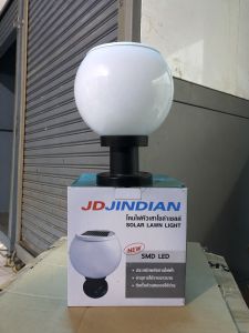 JD โคมไฟหัวเสาทรงกลม โคมไฟโซล่าเซลล์ โคมไฟหัวเสาทรงกลม/ทรงเหลี่ยม ใช้พลังงานแสงอาทิตย์ ไฟLED