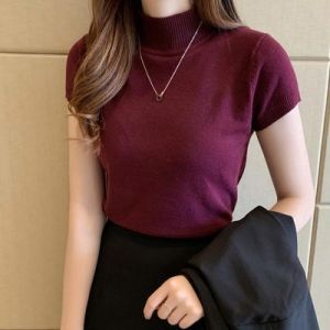 เสื้อคอเต่า ผญ ผ้าไหมพรมยืด สไตร์สาวเกาหลี แขน คอกลม 473, เสื้อคอเต่า สีเขียว เสื้อคอเต่า ไหมพรมคอเต่า