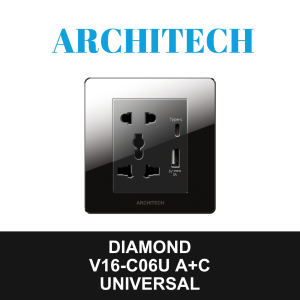 ARCHITECH DIAMOND V16-C06U A+C Stop Kontak - Universal + USB A+C