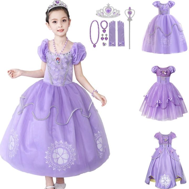 Fashion Princess Sofia The First Dress Girls Birthday Party Dress Puff  Sleeve Fancy Kids Halloween Cosplay Costume Dress | Lazada PH
