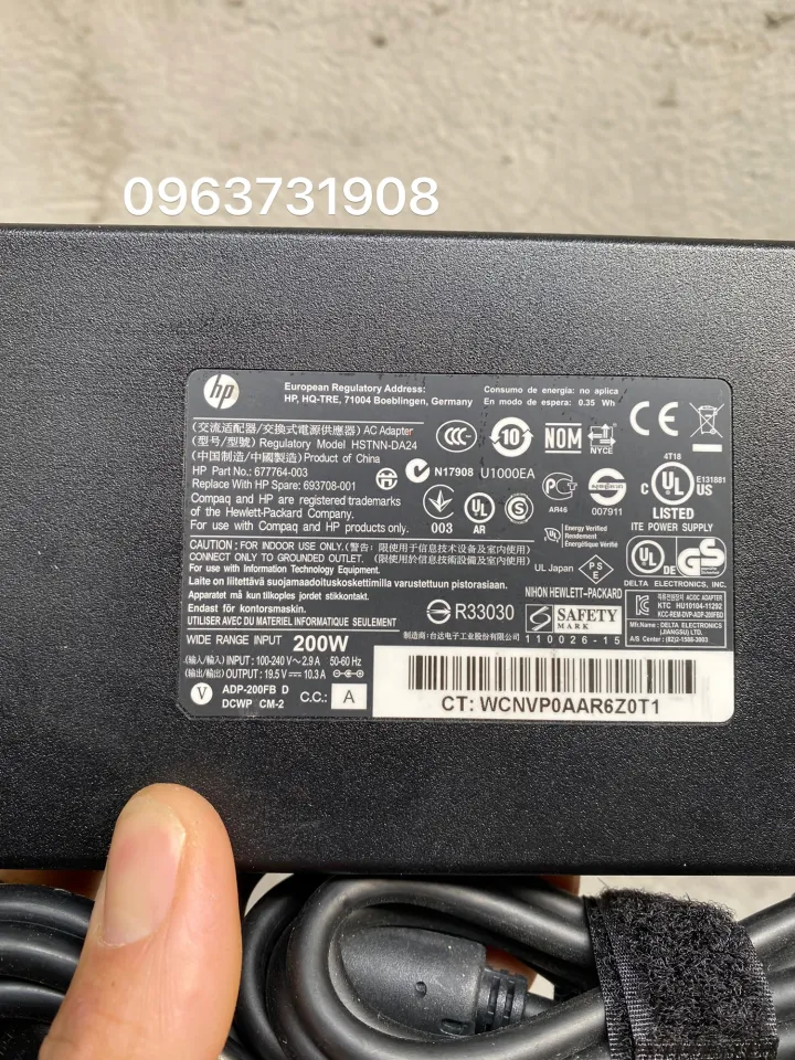 Bộ sạc laptop Hp 200W 19.5V 10.3A chân kim xanh bản gốc Hp cung cấp |  Lazada.vn