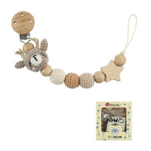 Anti-lost Adjustable Soother Holder Appease Soother Chain Wood Dummy Clips Baby Teether Toys Straps Crochet Animal Pacifier Clips Baby Pacifier Chain Pacifier Holder Clips