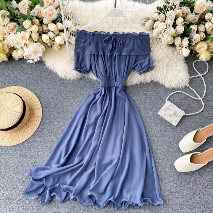 casual sexy prom dress off shoulder dress plain dresses for women