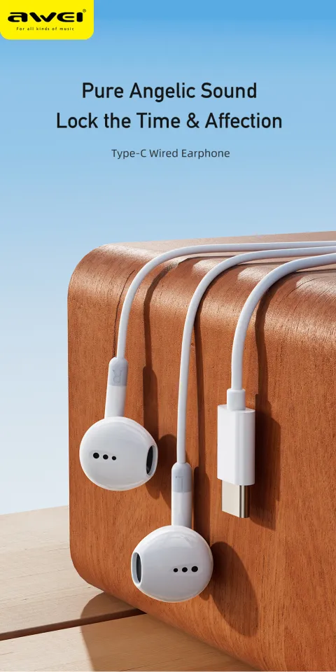 Awei PC-7T/6T Type-C USB C Wired Earphones In Ear Earbuds speaker