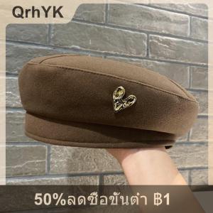 【QrhYK】 หมวกเบเร่ต์ผ้าฝ้ายสำหรับผู้หญิงหมวกเบเร่ต์ผ้าฝ้ายลายสก๊อตฝรั่งเศสแนวสตรีทฤดูใบไม้ร่วงฤดูหนาวหมวกเบเร่ต์ทรงแปดเหลี่ยม