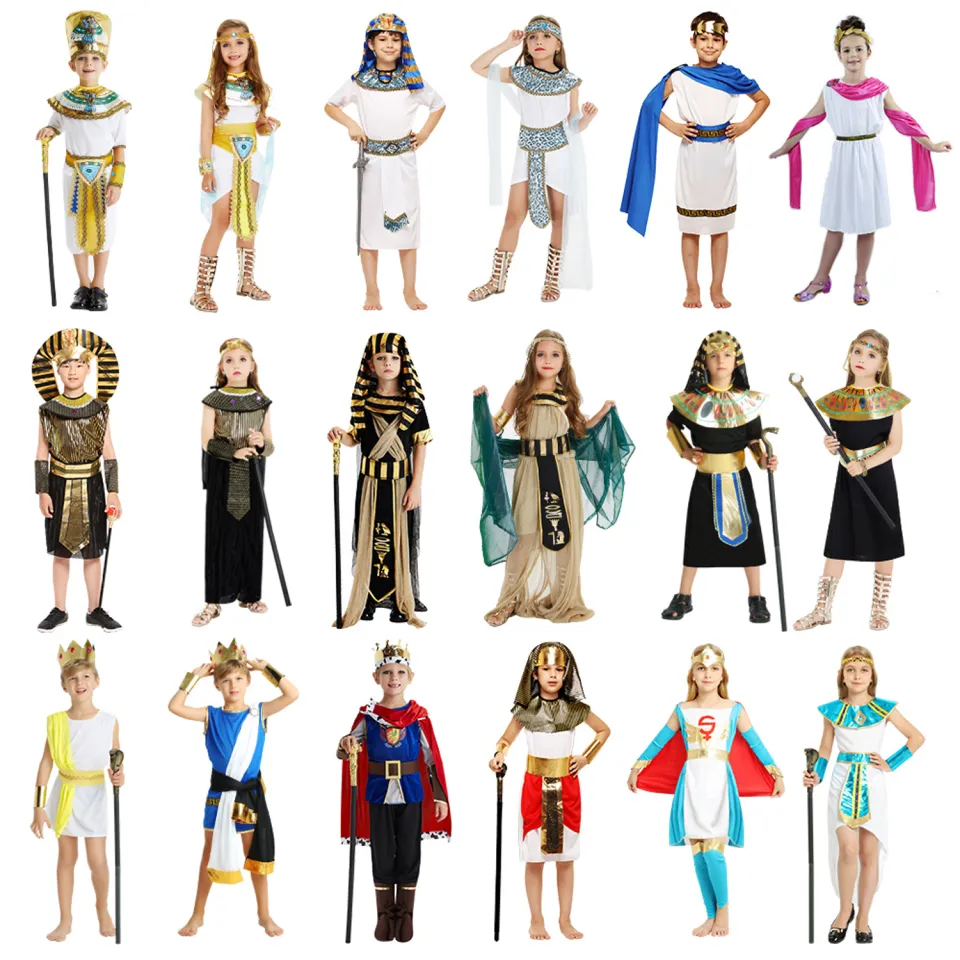 Children Cosplay Queen Of The Nile Cleopatra King Pharaoh Outfit