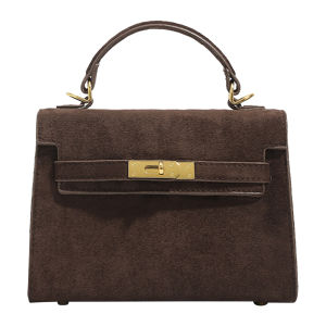 Womens Solid Color Faux Suede Crossbody Bag with Stylish Look for Work and Travel