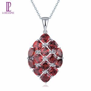 Natural Red Garnet Silver Pendants for Women S925 Jewelry 8.7 Carats Natural Garnet Romantic Design for Women Christmas Gifts