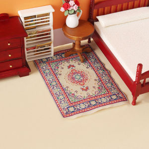 【Clementty】 1:12 Dollhouse Miniature Turkish Carpet Floor Mat Floor Rug Cover Model Bedroom Bathroom Living Room Decor Toy