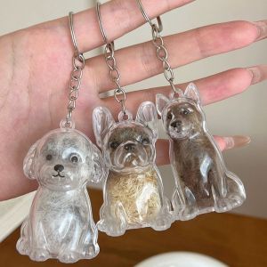 NOBLELYN Transparent Dog Fur Storage Pendant DIY Accessories Fur Storage Capsule Pet Hair Container Handmade Design Dog Shape Keychain Memorial Souvenirs