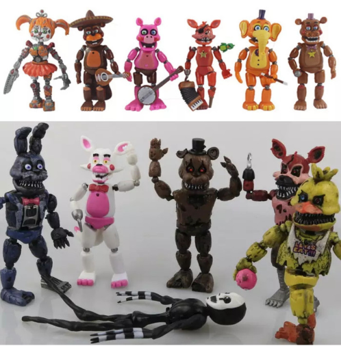 Actions figure fnaf LENGKAP 6pcs freddy foxy chica nightmare
