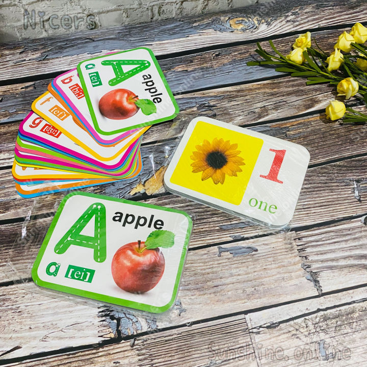 28pcs Educational Flash cards ABC Numbers Learning Card For Kids ...