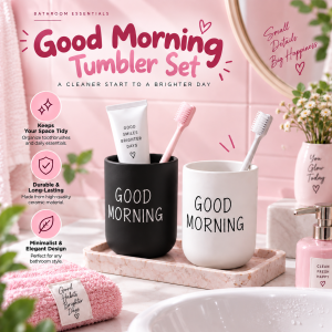 Boxera Cawan Berus Gigi Minimalis Toothbrush Cup Bathroom Toothbrush Holder Storage Cup 300ml Drinking Cup PP Good Morning Makeup Brush Stationery Organizer Home Office Dormitory Easy Clean Family Counter Easy Clean 早安漱口杯 ABS