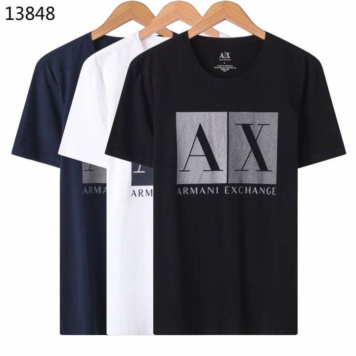 Hot sale Armani AX Men s Short Sleeve T Shirt Fashion Summer Round