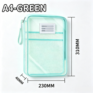 A4 Three-Layer File Bag L-Shaped Mesh Pouch Bag Folder Organizer Document Bag Office School Supplies
