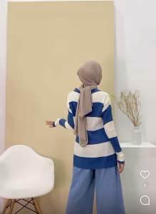 BLOUSE KERAH KOMBINASI / KAOS KERAH KNIT KOMBINASI / ATASAN RAJUT WANITA / KEMEJA RAJUT PREMIUM VN