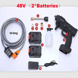 Cordless Pressure Washer with Lithium Battery Heavy Duty Portable Pressure Washer Gun Powerful Spray Nozzle for Cars Motorcycles Trucks Boats Home Patio Driveway Professionals DIY Cleaning Pressure Washer Gun Outdoor Cleaning Tool