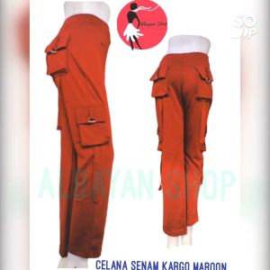 Celana Senam Kargo Merah/ Celana Doreng Merah M L XL XXL Jumbo