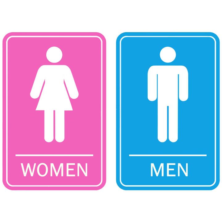 Restroom Comfort Room Women Men - Blue Pink - Laminated Signage ...