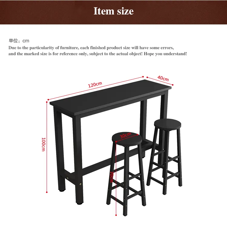 High Counter Bar Table Solid Wood Iron High Bar Table Home Dining